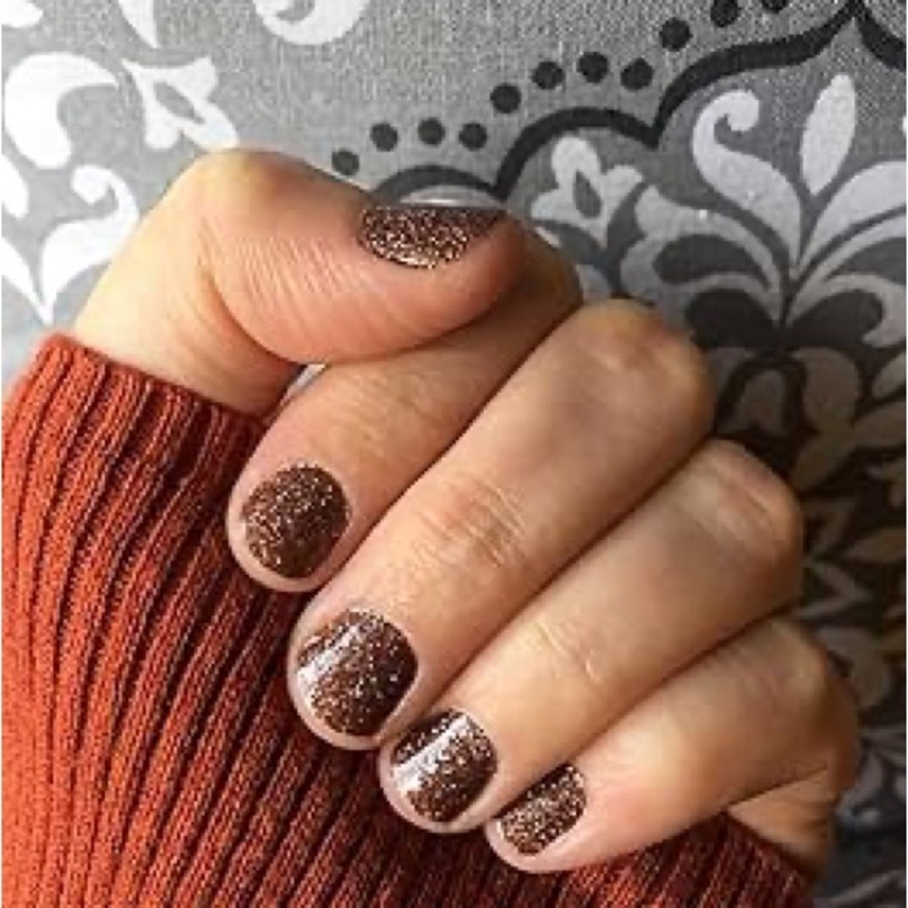 Color Street SAHARA JEWEL Brown & Copper Glitter Nail Strips Set - Picture 7 of 8